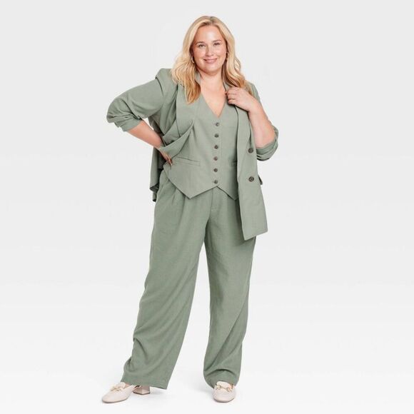 Open Box - A New Day - Women's Double Breasted Blazer - A New Day Green X Green - Picture 3 of 3